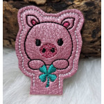 Stickdatei - ITH Stifteaufsatz Schwein Klee